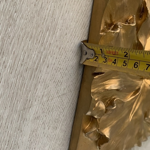 Gold wall art flowers textured heavy plastic set of two luxury home‎ decor 3D - Picture 11 of 12